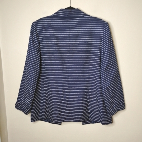 Vintage Talbots Navy Pinstripe Blazer | Open Front Preppy Classic 16 - Picture 6 of 10